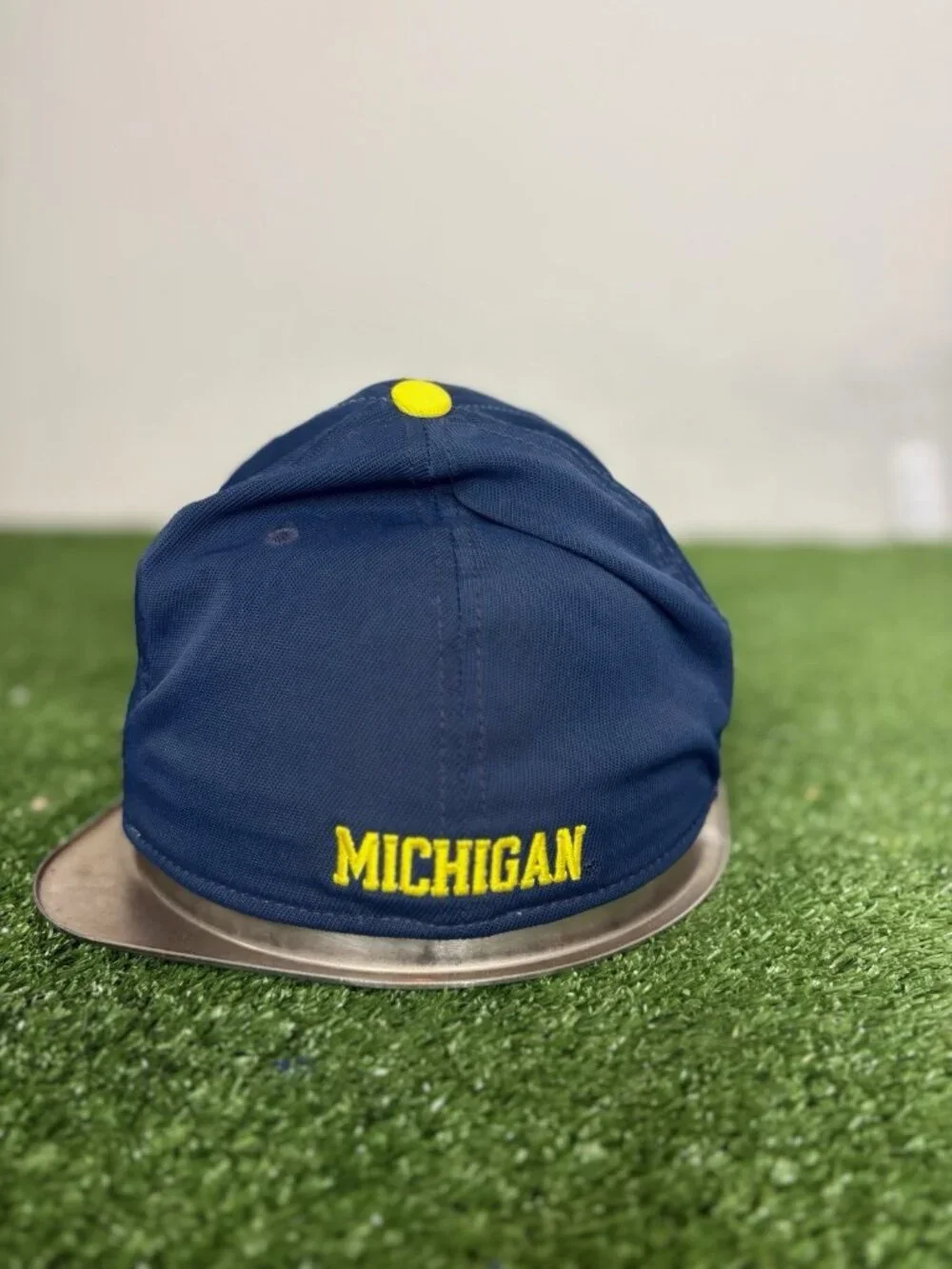Michigan Wolverines hat cap fitted small S/M blue yellow adidas big house mens